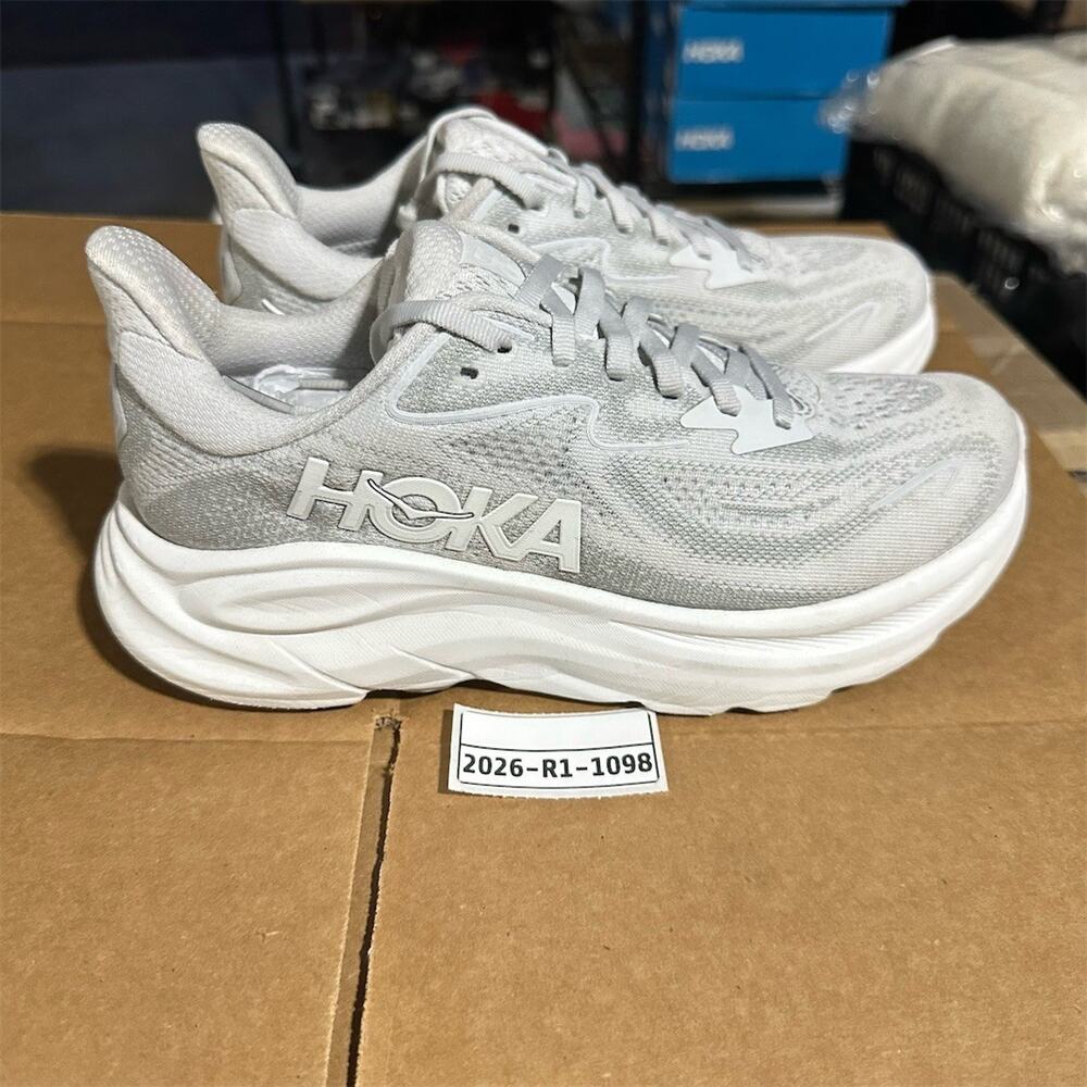 HOKA Clifton 10 'Cosmic Grey/White' Running Walking Sneakers | Womens 6 B | EUC